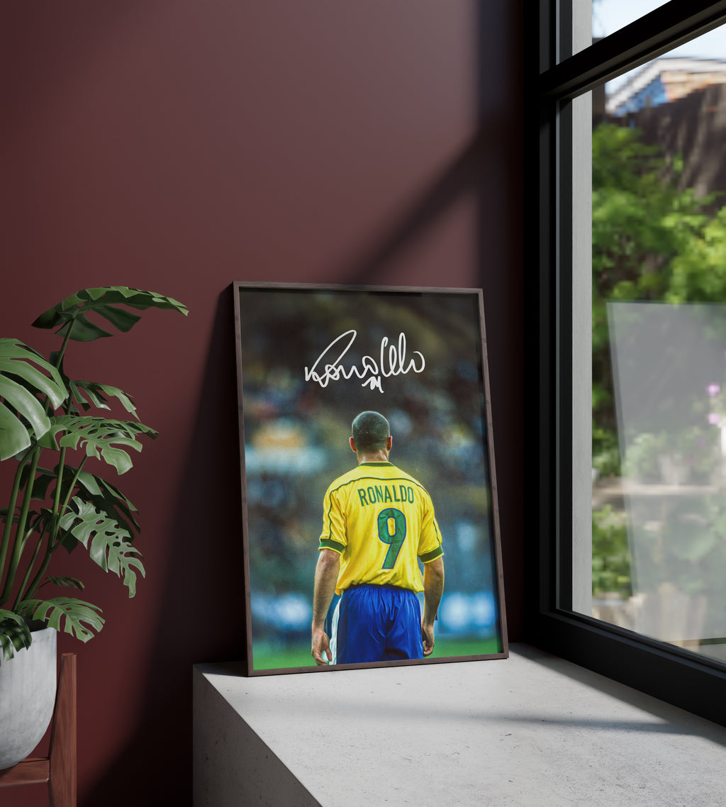 ronaldo nazario. firma. autografo. poster. regalo. fútbol